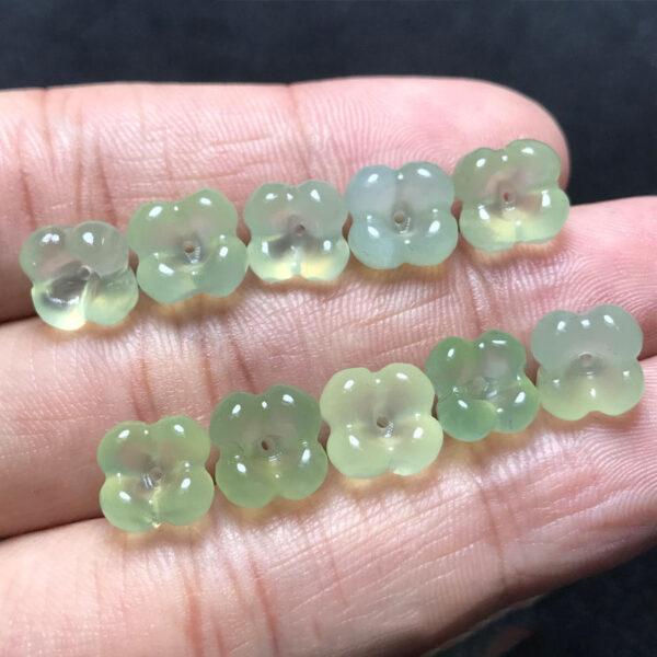 5 pcs / 10 pcs four petals flower shape natural serpentine jade bead - Image 2
