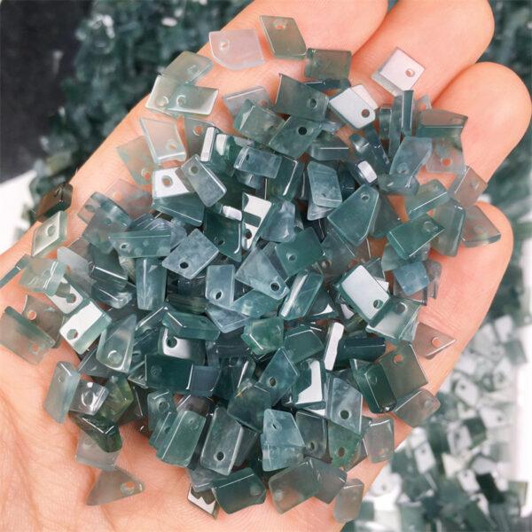 50 beads, irregular bead, jade bead, jadeite bead, flat bead, blue bead, clear bead, icy bead - Image 2