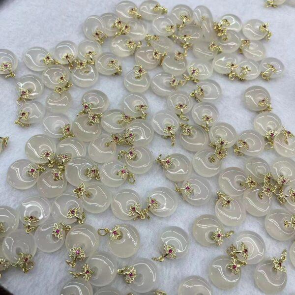 eccentric ring shape natural white agate charm, agate bead - Image 2