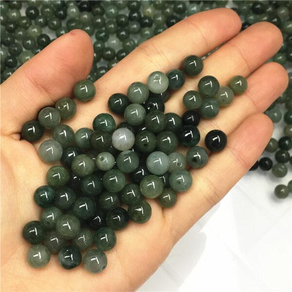 50 beads, round bead, jade bead, jadeite bead, oily bead, green bead - Image 2