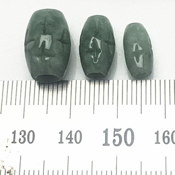 50 pcs / 100 pcs cross flower pattern oval bead genuine natural oily green jadeite bead, jade bead, rice bead - Image 2