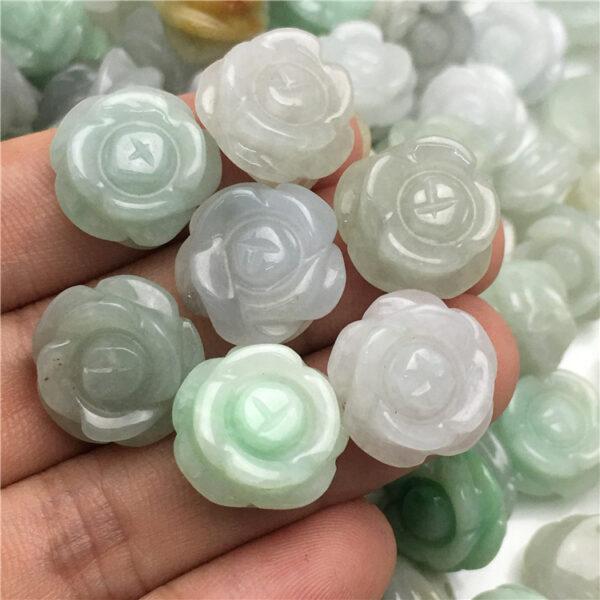 5 pcs / 10 pcs rose flower shape genuine natural jadeite bead, ring gemstone - Image 2