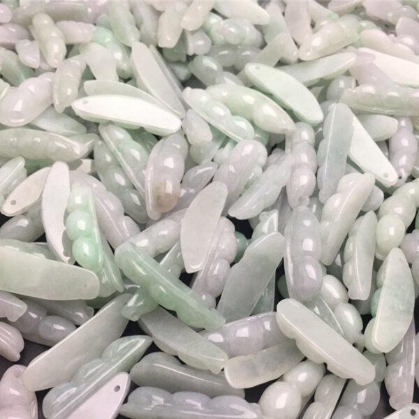 5 pcs / 10 pcs pea pod shape genuine natural jadeite charm, jade charm, jadeite bead - Image 2