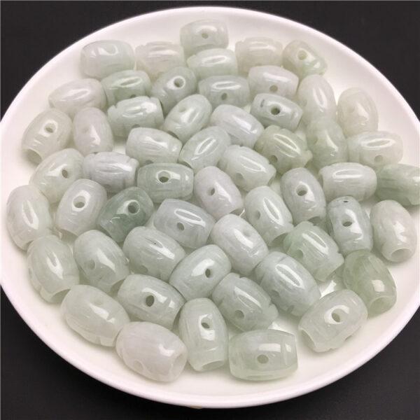 20 pcs / 50 pcs oval shape hollow flower pattern genuine natural jadeite bead, jade bead, rice bead - Image 2