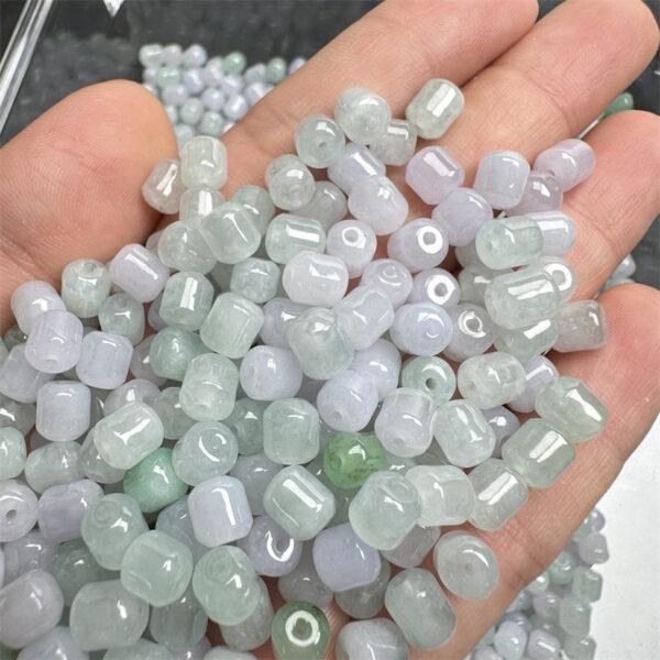 pillar bead, jade bead, jadeite bead, drum beads, barrel bead, white bead, green bead, clear bead, icy bead - Image 2