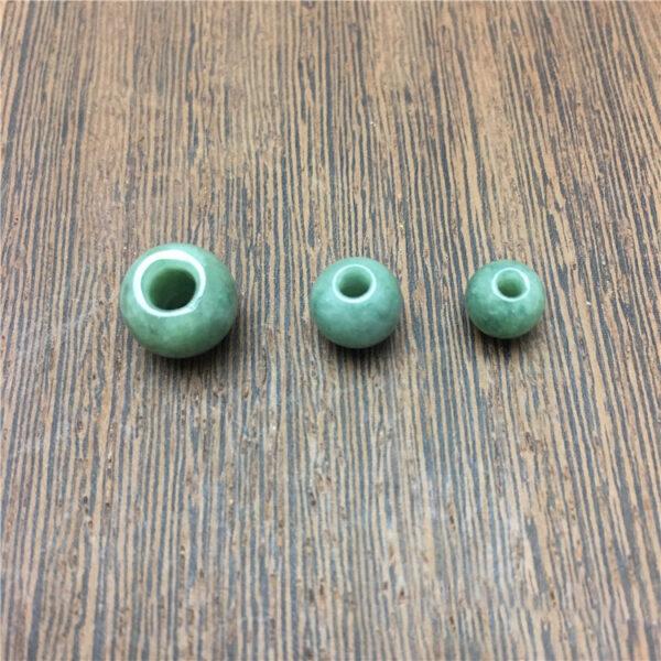 50 pcs / 100 pcs round shape big hole genuine natural green jadeite bead, jade bead - Image 2
