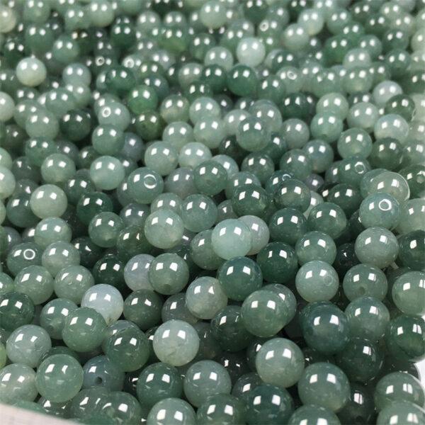 50 beads, round bead, jade bead, jadeite bead, green bead, clear bead, icy bead - Image 2