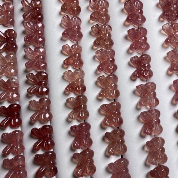5 pcs / 10 pcs bow tie shape natural strawberry quartz bead - Image 2
