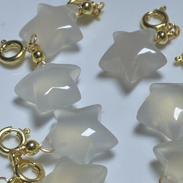 5 pcs / 10 pcs star shape natural white agate charm, agate bead - Image 2