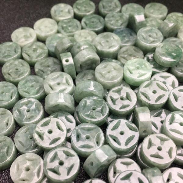 20 pcs / 50 pcs hollow heishe shape genuine natural oily green jadeite bead, jade bead - Image 2
