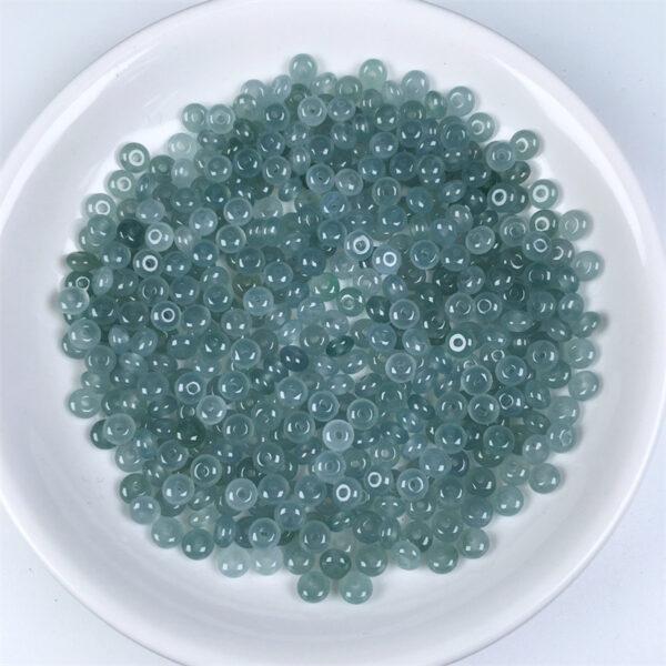 donut bead, rondelle bead, jade bead, jadeite bead, icy bead, blue bead, clear bead - Image 3