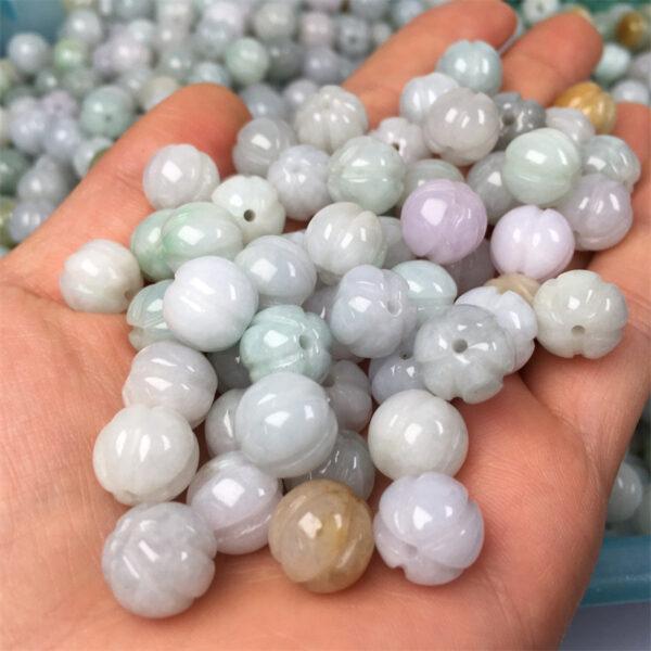 20 pcs / 50 pcs pumpkin shape genuine natural jadeite bead, jade bead, round bead - Image 3