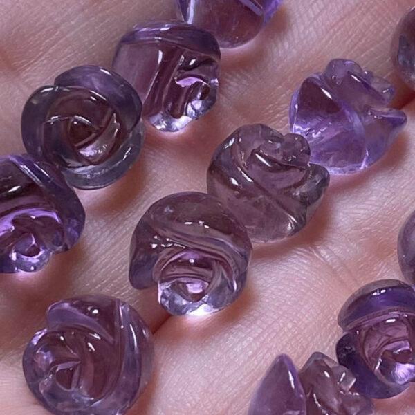 5 pcs / 10 pcs rose flower shape natural amethyst bead - Image 2