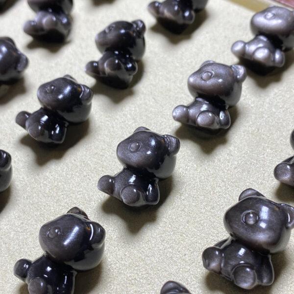 5 pcs / 10 pcs cute bear shape natural obsidian bead - Image 3