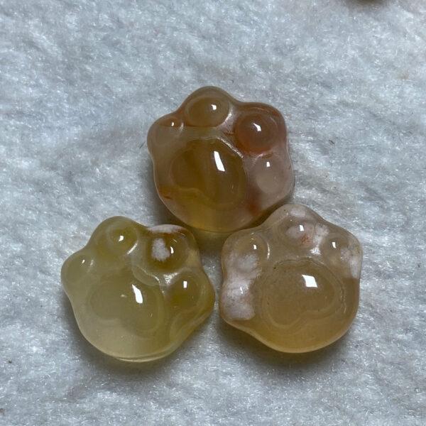 5 pcs / 10 pcs cute cat paw shape natural sakura agate bead - Image 3