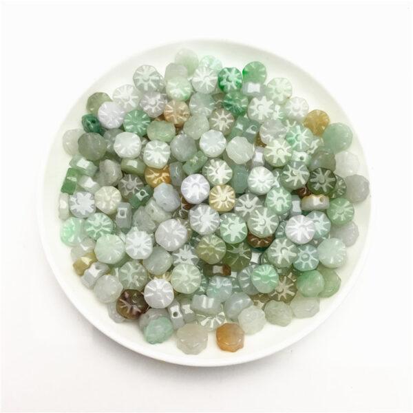 30 pcs / 50 pcs oblate round flower shape genuine natural colorful jadeite bead, jade bead - Image 3