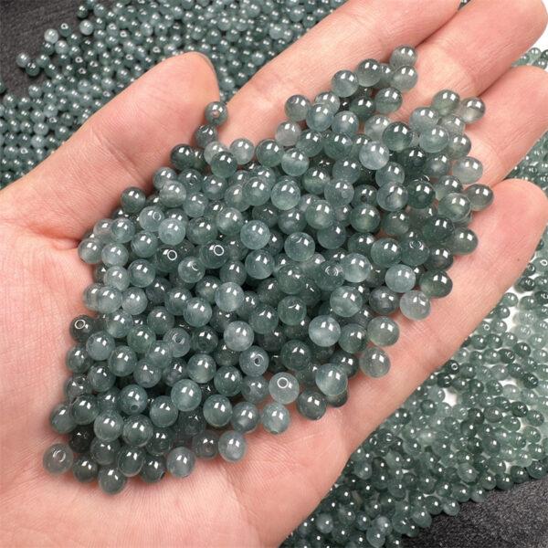 20 pcs / 50 pcs small round genuine natural translucent blue green jadeite bead - Image 3