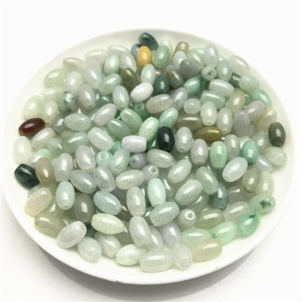 50 pcs / 100 pcs 8.5 mm oval shape genuine natural jadeite bead, jade bead, rice bead, white bead, green bead - Image 3