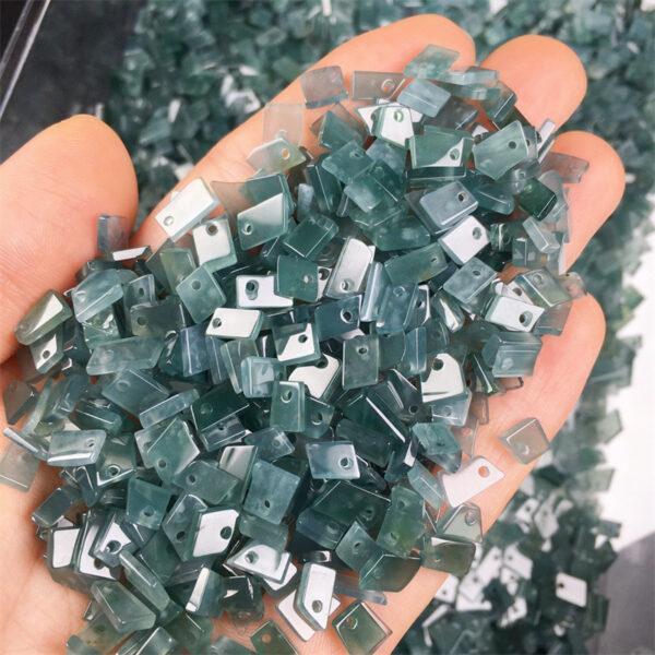50 beads, irregular bead, jade bead, jadeite bead, flat bead, blue bead, clear bead, icy bead - Image 3