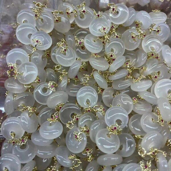 eccentric ring shape natural white agate charm, agate bead - Image 3