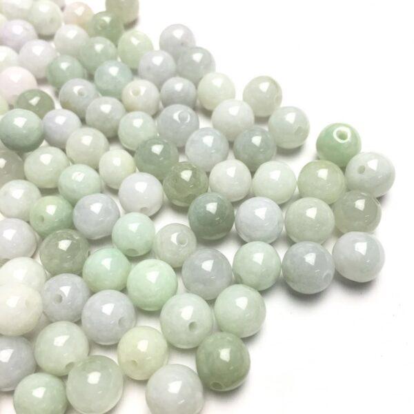 100 beads, round bead, jade bead, jadeite bead, white bead, green bead - Image 3