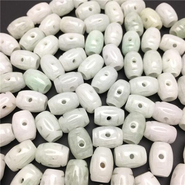 20 pcs / 50 pcs oval shape hollow flower pattern genuine natural jadeite bead, jade bead, rice bead - Image 3
