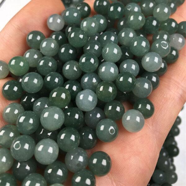 50 beads, round bead, jade bead, jadeite bead, green bead, clear bead, icy bead - Image 3