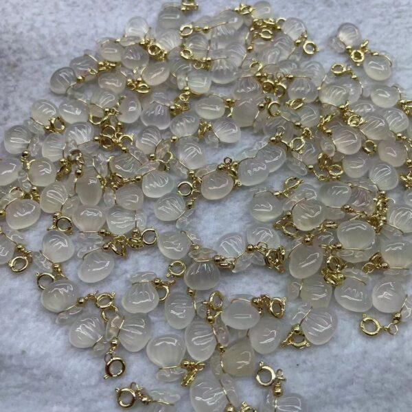 5 pcs / 10 pcs small bag shape natural white agate charm, agate bead - Image 3