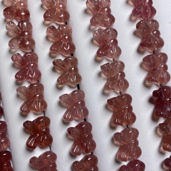 5 pcs / 10 pcs bow tie shape natural strawberry quartz bead - Image 3