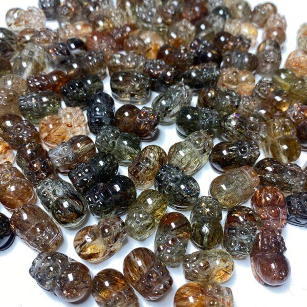 2 pcs / 5 pcs pixiu animal shape natural super seven black crystal bead - Image 3
