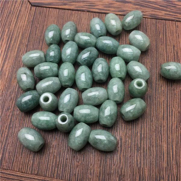 50 beads, oval bead, rice bead, jade bead, jadeite bead, oily bead, green bead - Image 3