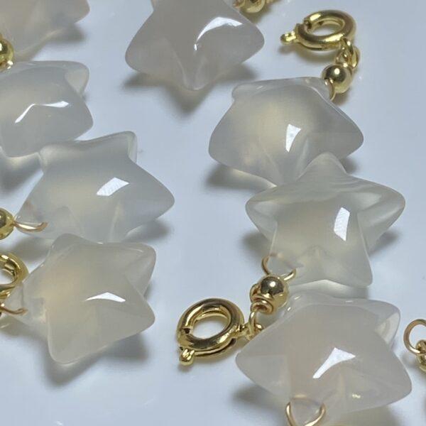 5 pcs / 10 pcs star shape natural white agate charm, agate bead - Image 3