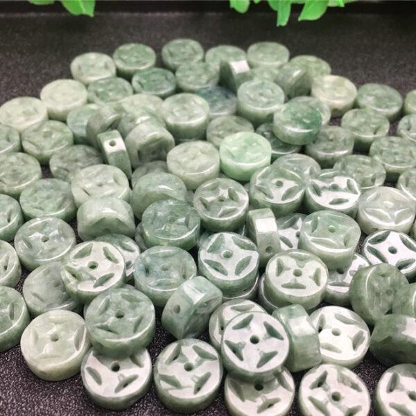 20 pcs / 50 pcs hollow heishe shape genuine natural oily green jadeite bead, jade bead - Image 3