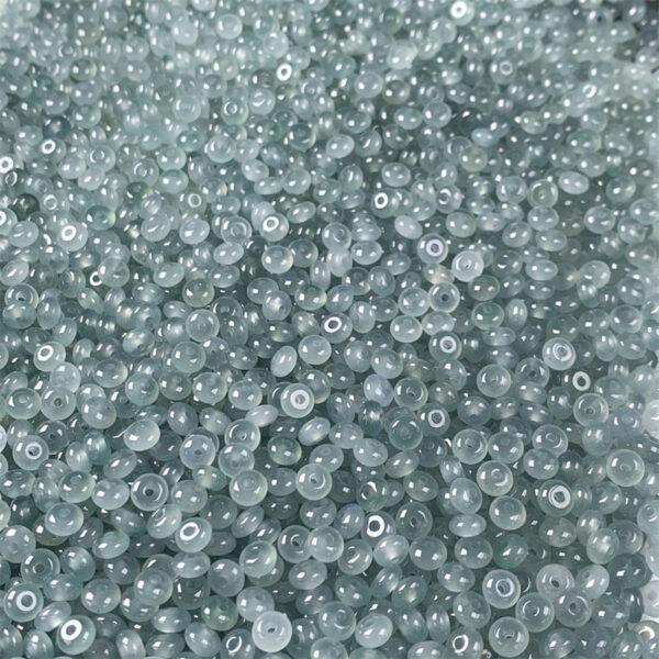 donut bead, rondelle bead, jade bead, jadeite bead, icy bead, blue bead, clear bead - Image 4