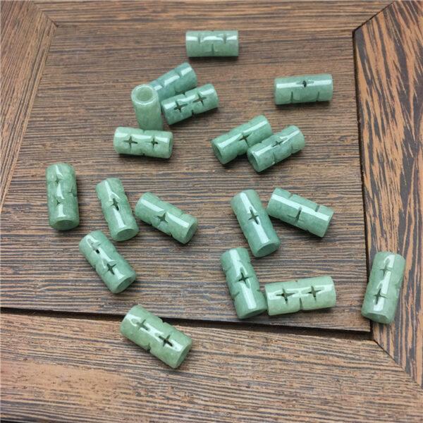 pillar bead, jade tube, jadeite bead, jade bead,cross flower bead, oily bead, green bead - Image 4