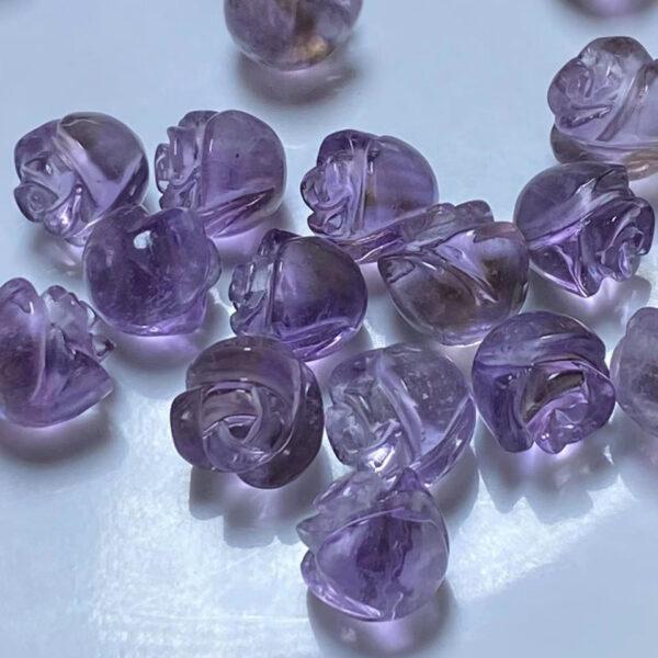 5 pcs / 10 pcs rose flower shape natural amethyst bead - Image 3