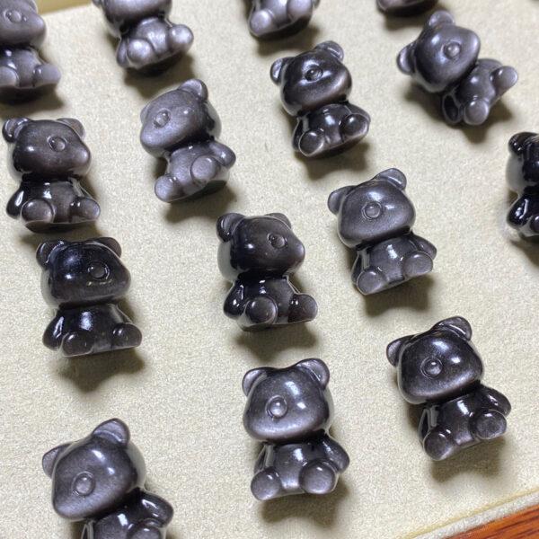 5 pcs / 10 pcs cute bear shape natural obsidian bead - Image 4