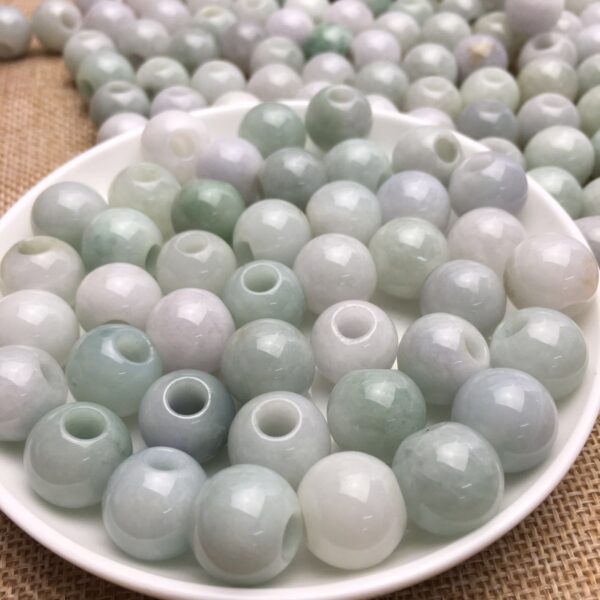 50 pcs / 100 pcs big hole round shape genuine natural jadeite bead, jade bead - Image 4