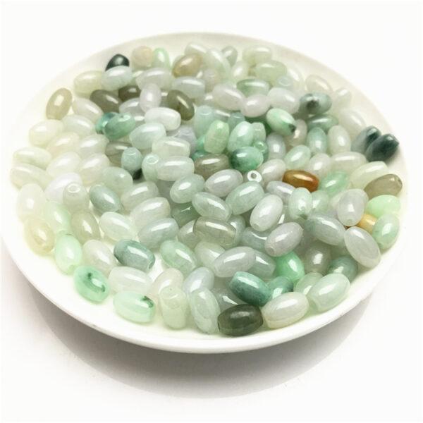 50 pcs / 100 pcs 8.5 mm oval shape genuine natural jadeite bead, jade bead, rice bead, white bead, green bead - Image 4