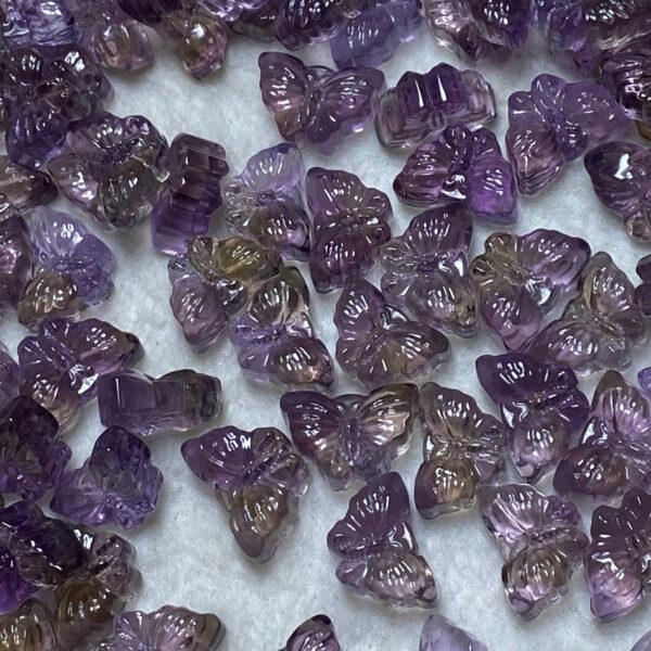butterfly shape natural ametrine bead, purple bead, yellow bead, clear bead - Image 7
