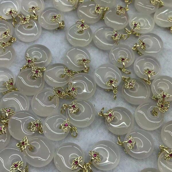 eccentric ring shape natural white agate charm, agate bead - Image 4