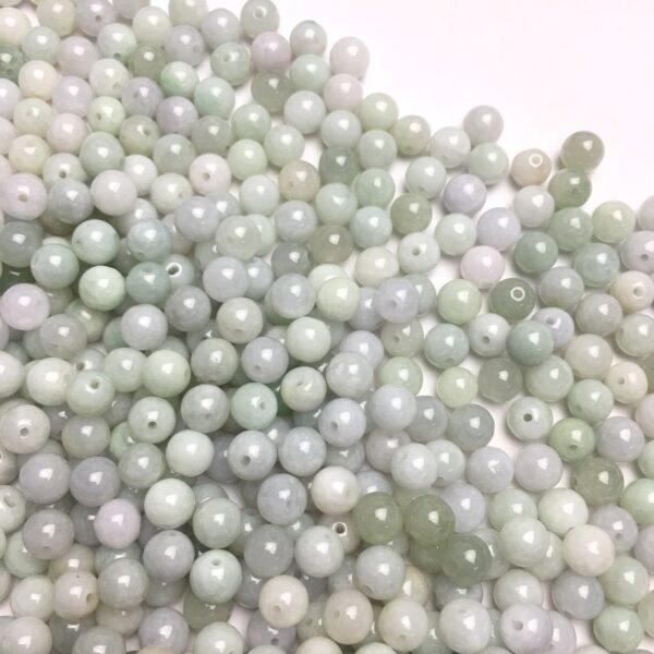 100 beads, round bead, jade bead, jadeite bead, white bead, green bead - Image 4