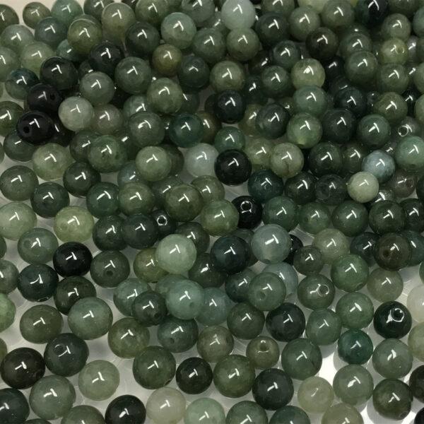 50 beads, round bead, jade bead, jadeite bead, oily bead, green bead - Image 4