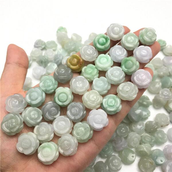 5 pcs / 10 pcs rose flower shape genuine natural jadeite bead, ring gemstone - Image 4
