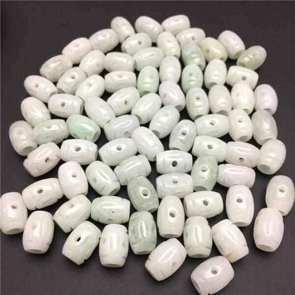 20 pcs / 50 pcs oval shape hollow flower pattern genuine natural jadeite bead, jade bead, rice bead - Image 4