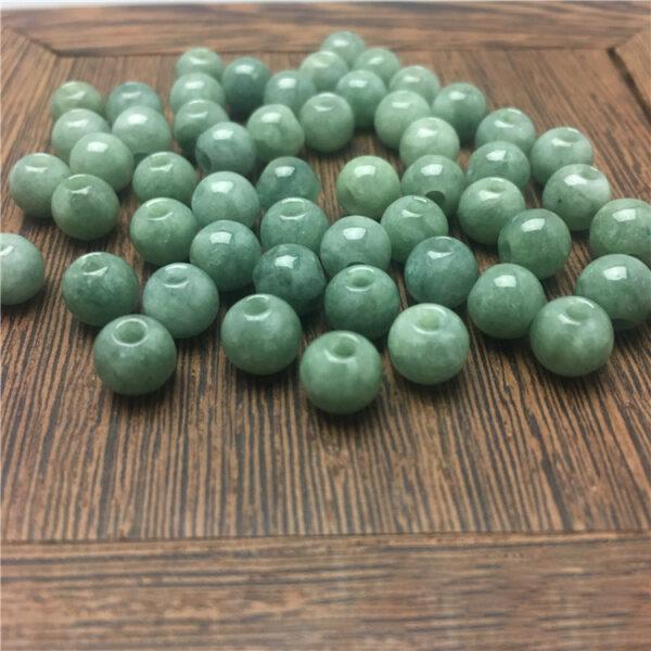 50 pcs / 100 pcs round shape big hole genuine natural green jadeite bead, jade bead - Image 4