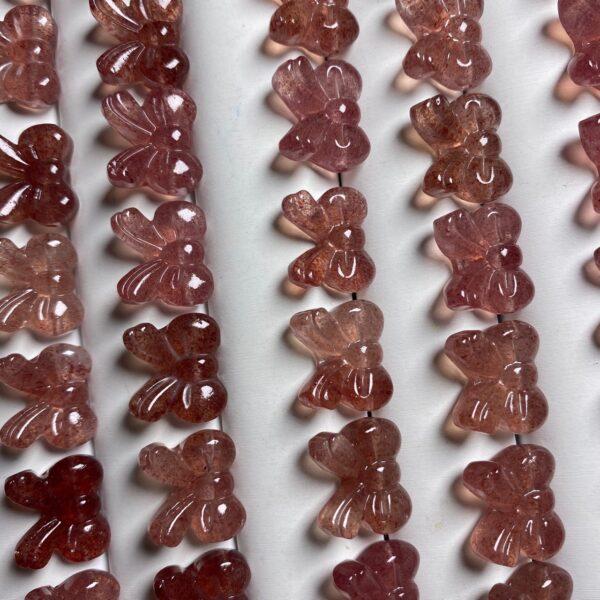 5 pcs / 10 pcs bow tie shape natural strawberry quartz bead - Image 4