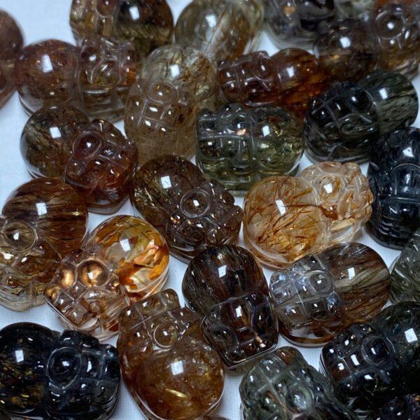 2 pcs / 5 pcs pixiu animal shape natural super seven black crystal bead - Image 4
