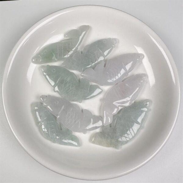 10 beads, fish bead, fish charm, jade fish, jadeite charm, white bead, green bead - Image 4