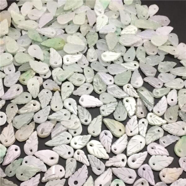 50 pcs leaf shape genuine natural jadeite charm, jade charm, jadeite bead, jade bead - Image 4